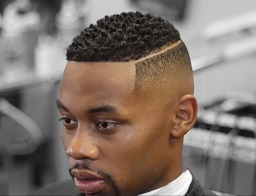 Black Man Fade Haircut with Part