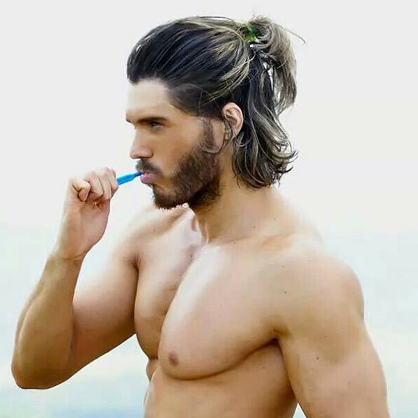 Half Ponytail for Men with Long Hair