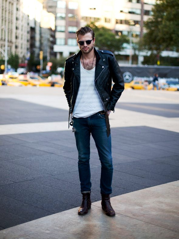 Men's Leather Jacket Street-Style