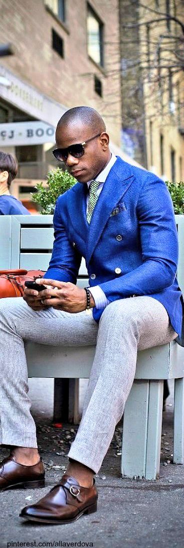 wear blue blazer black mens fashion 2016