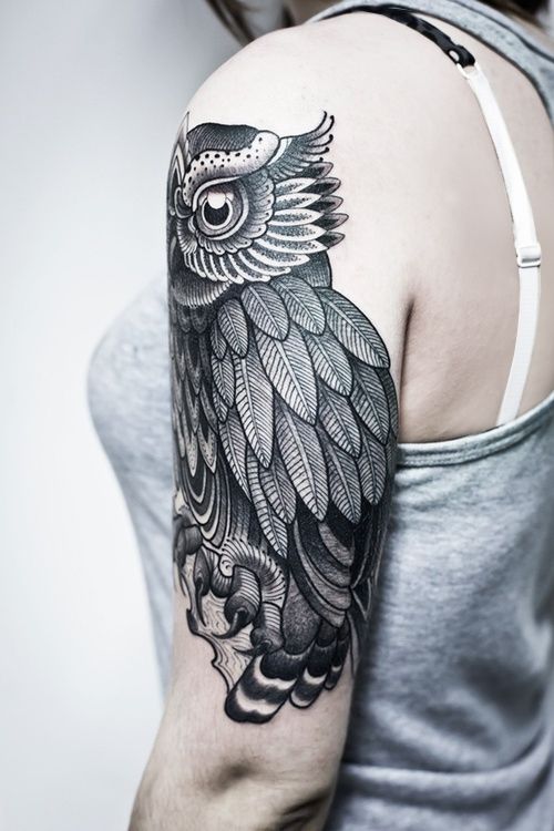 geometric tattoo owl