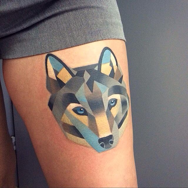  geometric tattoo fox