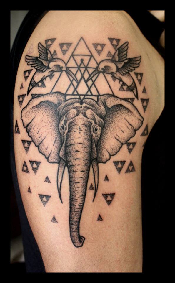  geometric tattoo elephant