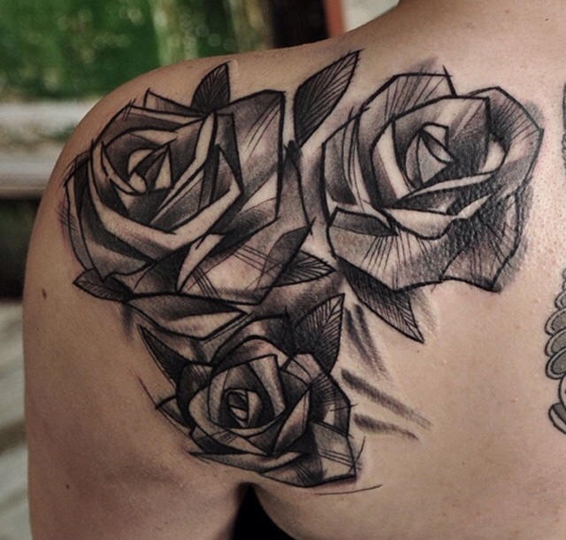  geometric tattoo rose
