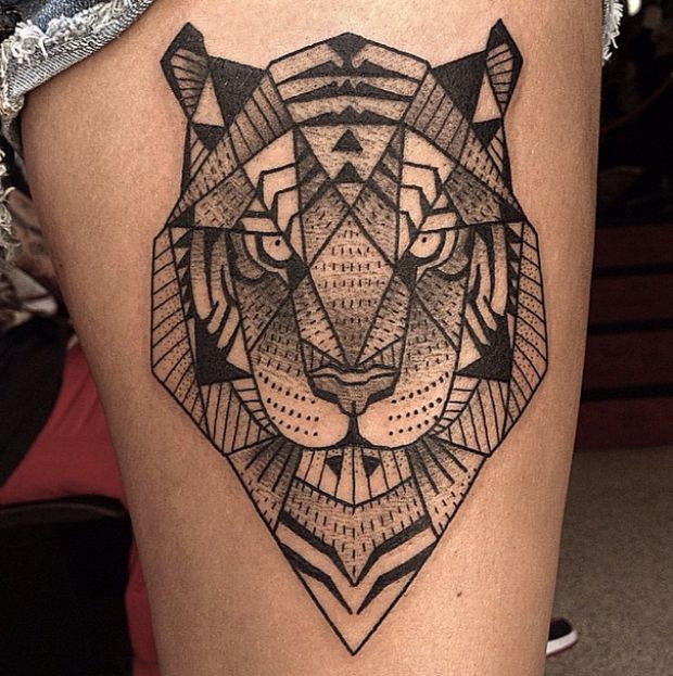  geometric tattoo tiger