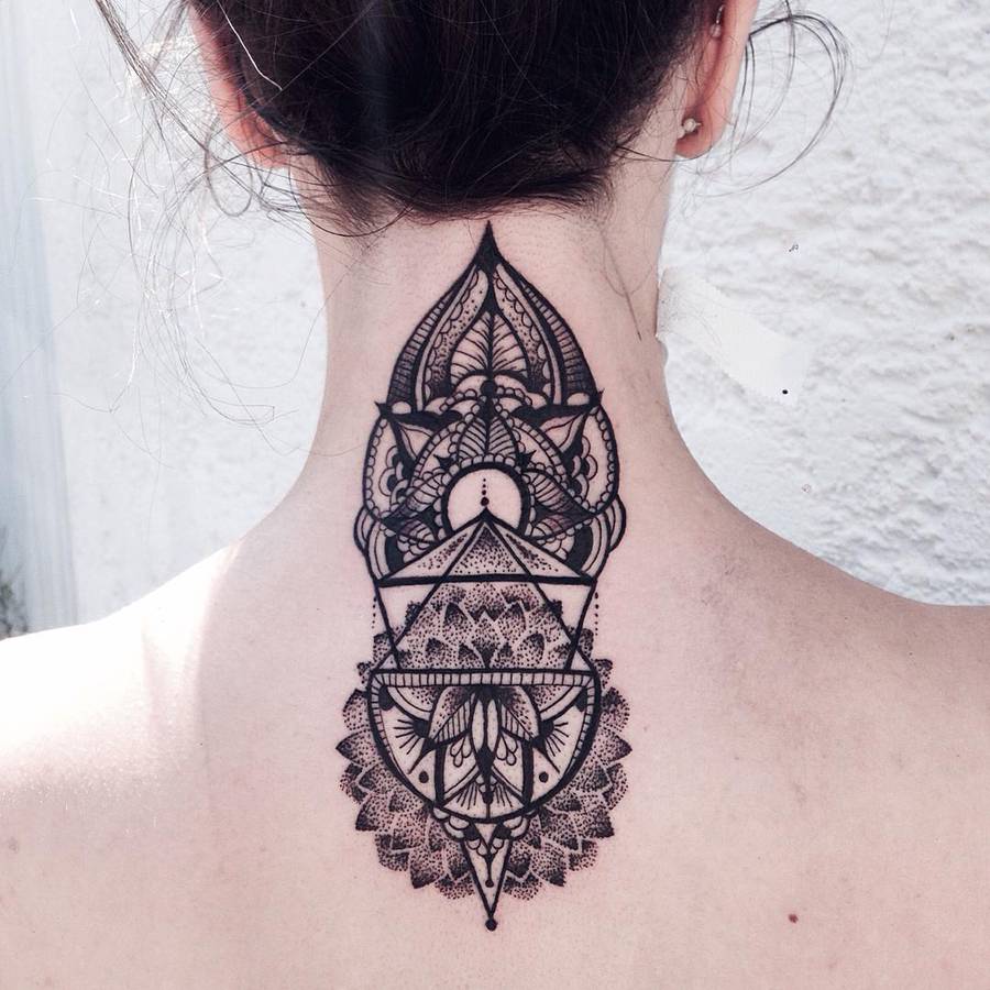 geometric tattoo neck