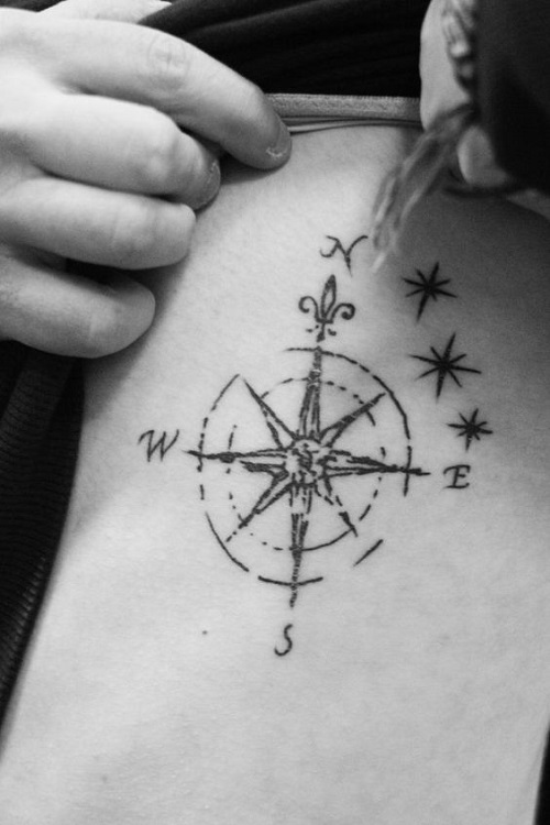 simple compass tattoo