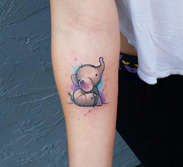 baby elephant tattoo