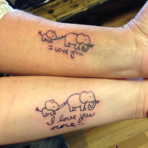 elephant mother daughter tattoos