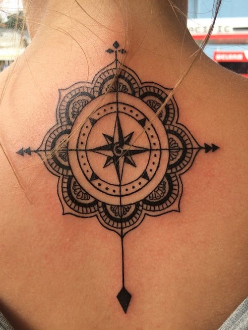  mandala compass tattoo