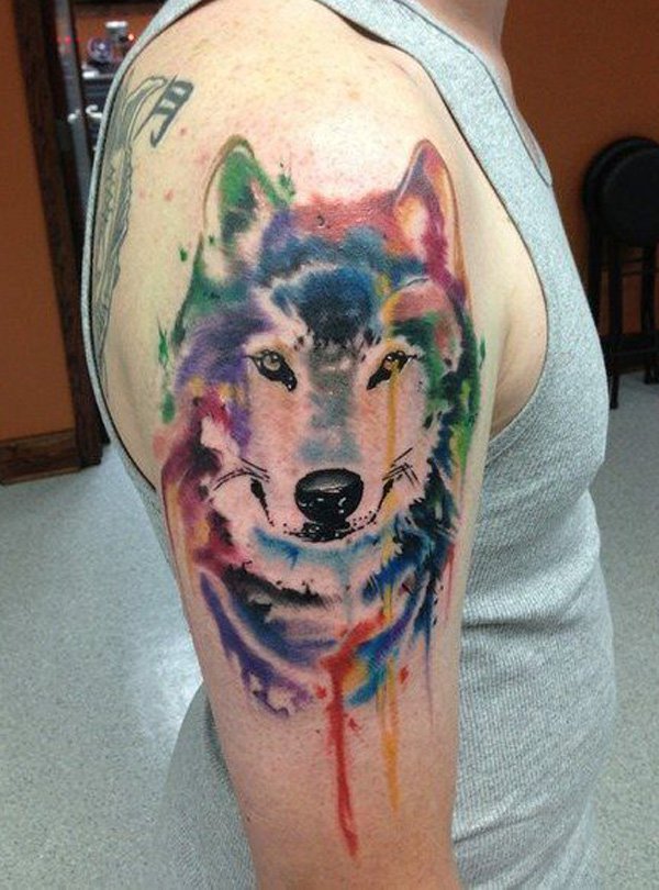  watercolor tattoos wolf