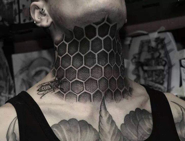 a geometric neck tattoos