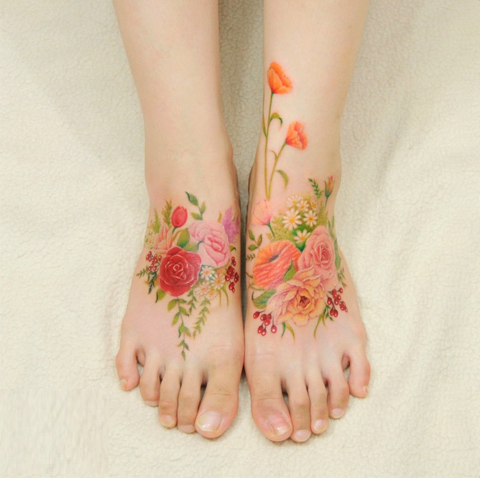 floral watercolor tattoos