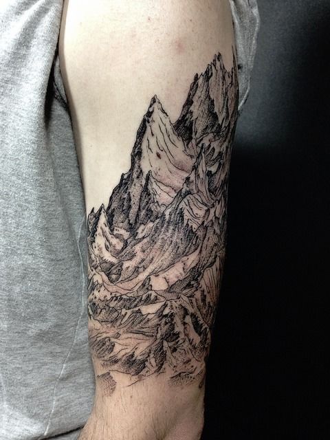 forearm mountain tattoo