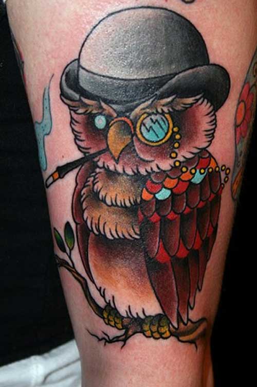  old school owl tattoo