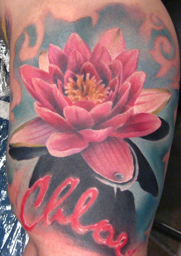  realistic lotus flower tattoo