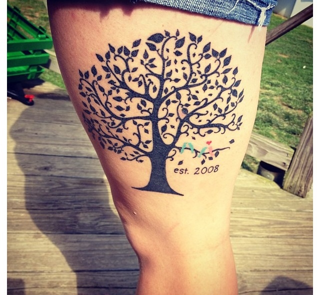  tree thigh tattoos
