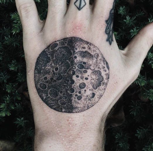  moon tattoo dotwork