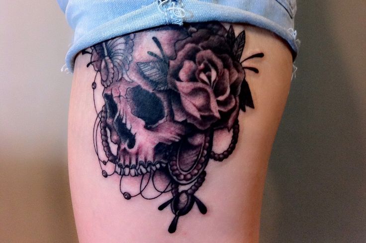  skull thigh tattoos