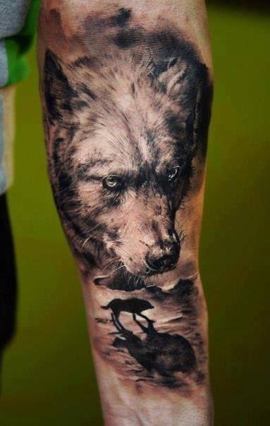  wolf tattoo arm