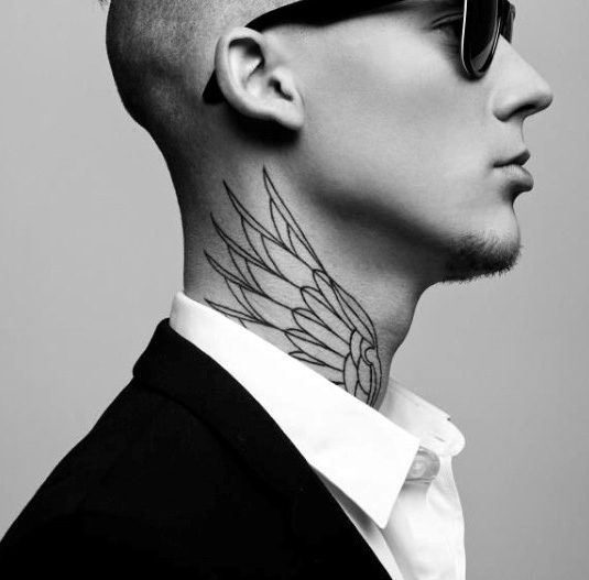 neck tattoos wings