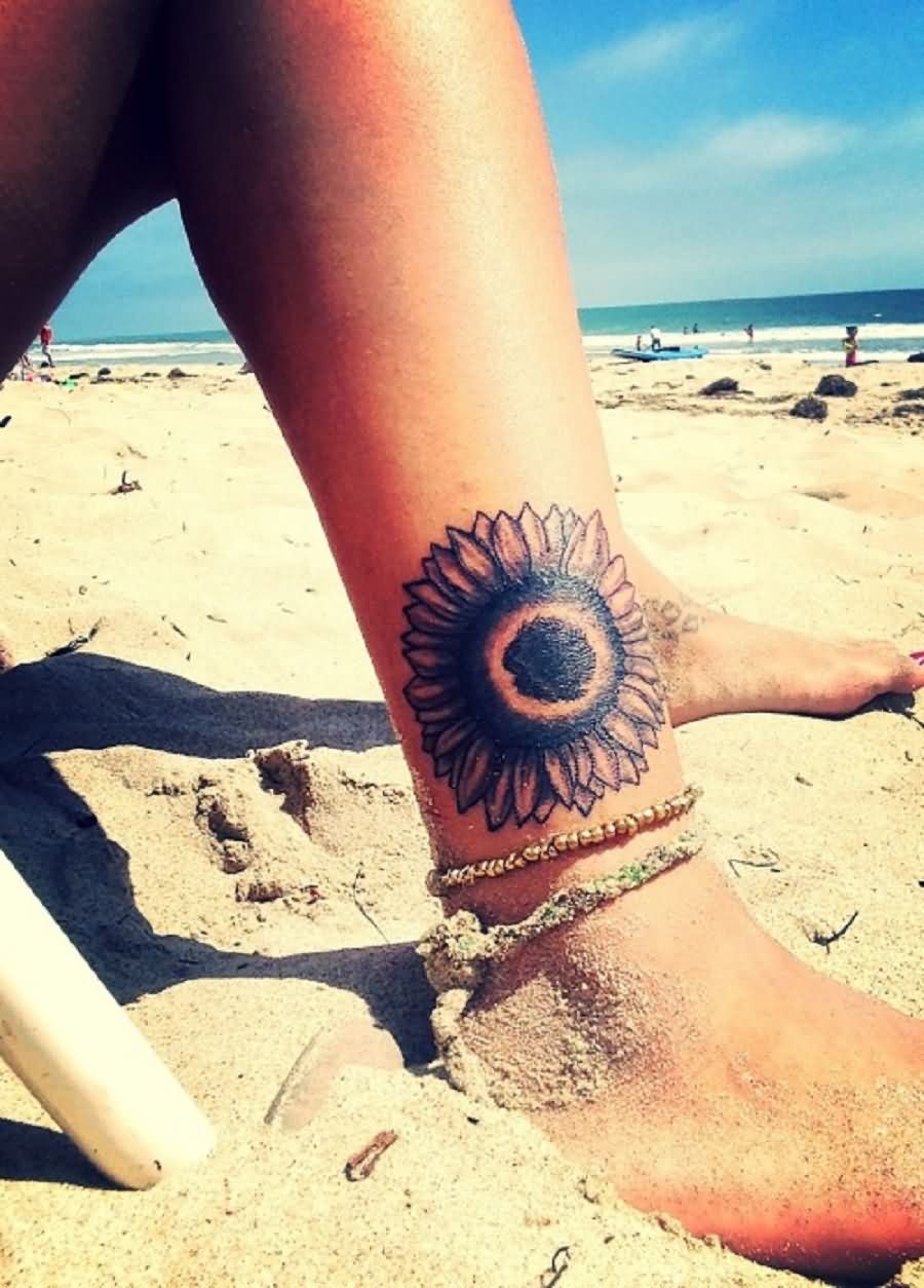 sunflower tattoo ankle
