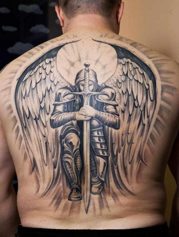 angel back tattoos