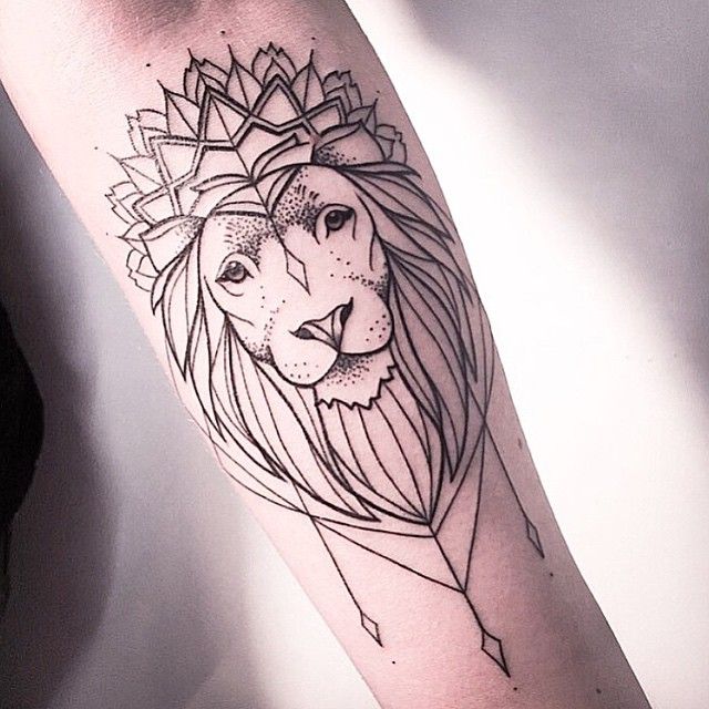 lion sternum tattoo
