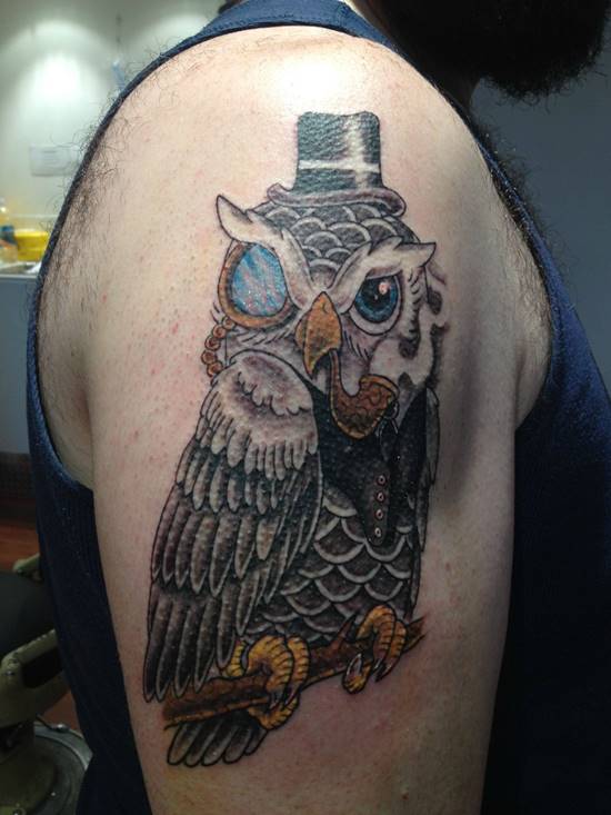  steampunk owl tattoo