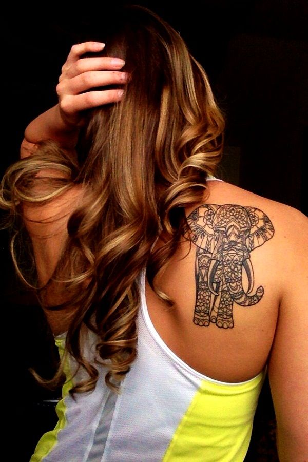  elephant tattoo shoulder
