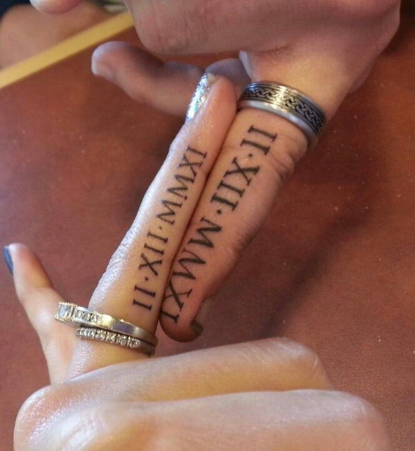 roman numeral finger tattoos