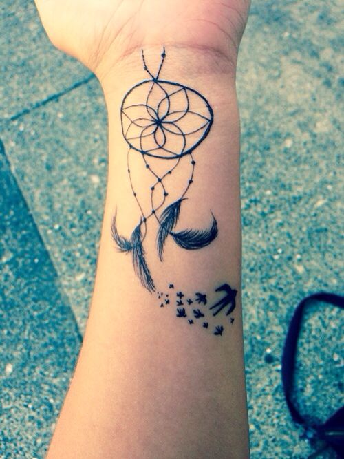  dream catcher tattoo with birds