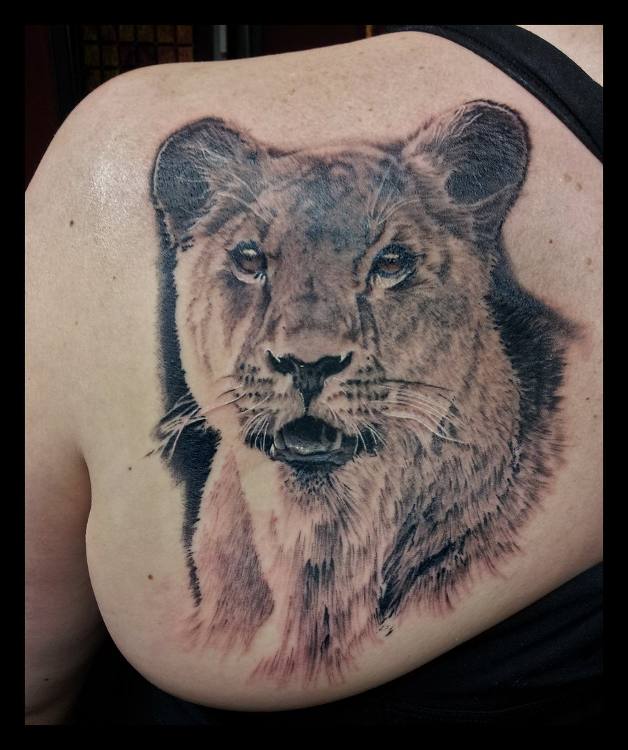  female lion tattoo