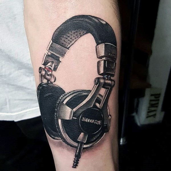 music tattoos headphones