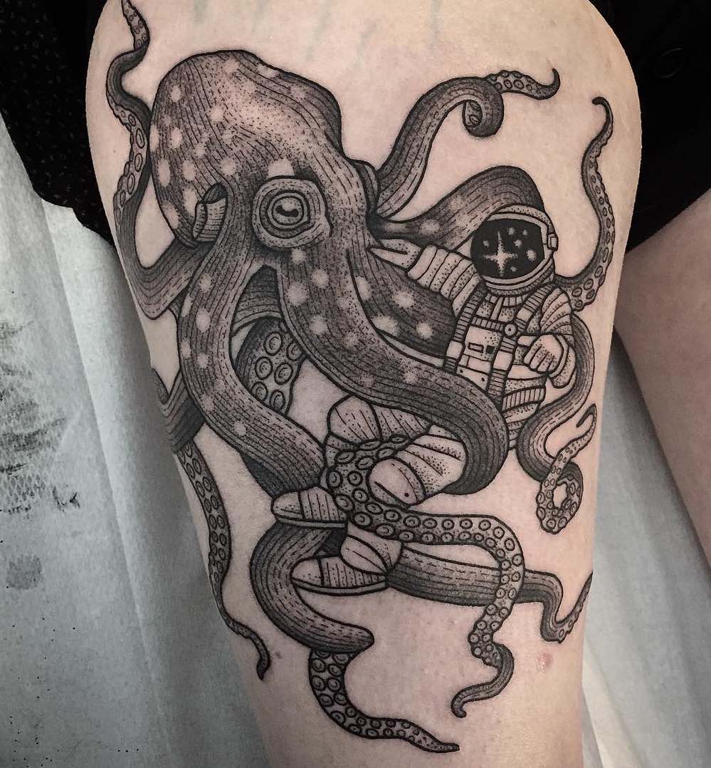 octopus thigh tattoos