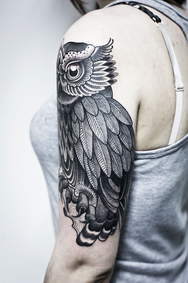 owl shoulder tattoos