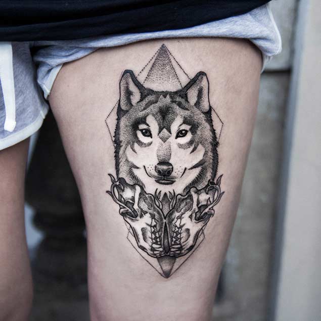  geometric wolf tattoo