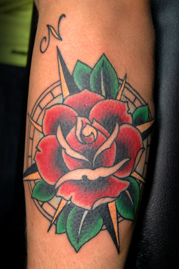  traditional rose tattoo