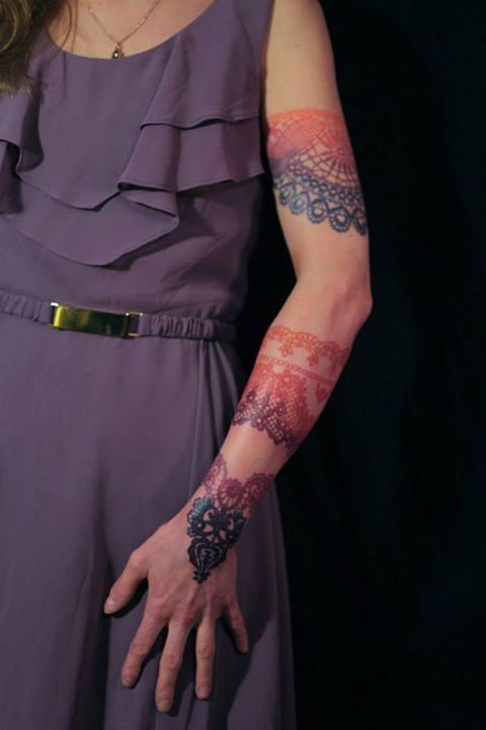  colorful lace tattoo
