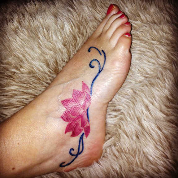 lotus flower tattoo foot