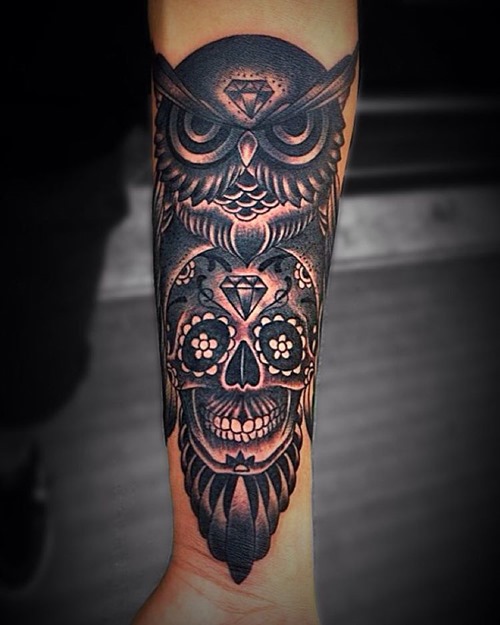  owl skull tattoos