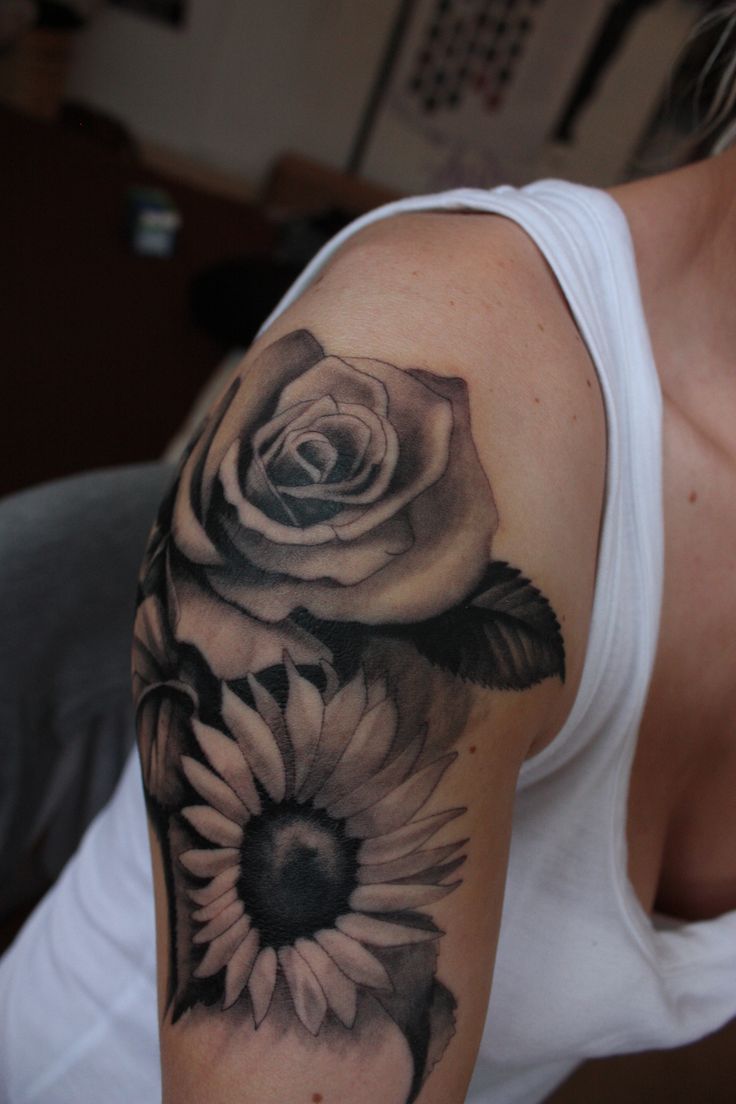  rose sunflower tattoo