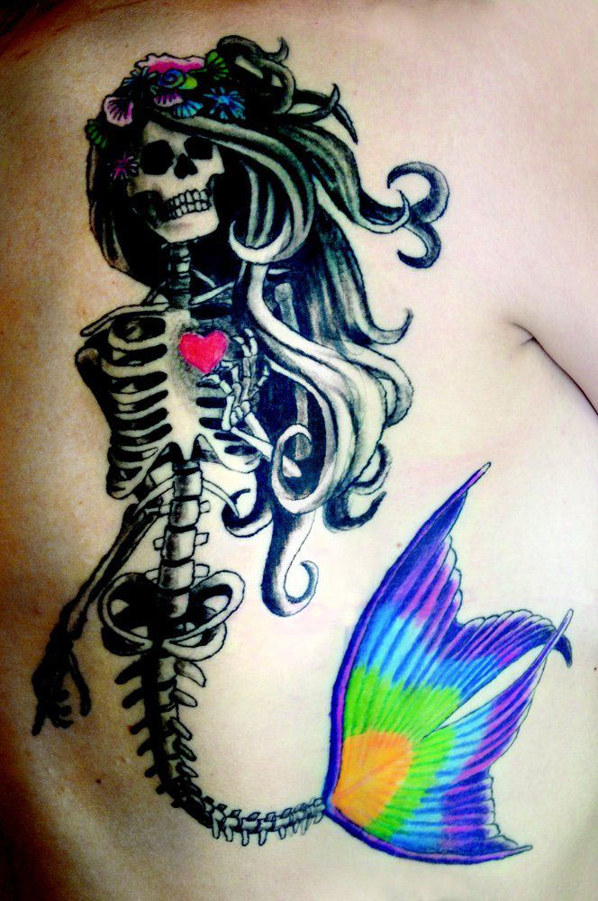 skeleton mermaid tattoos