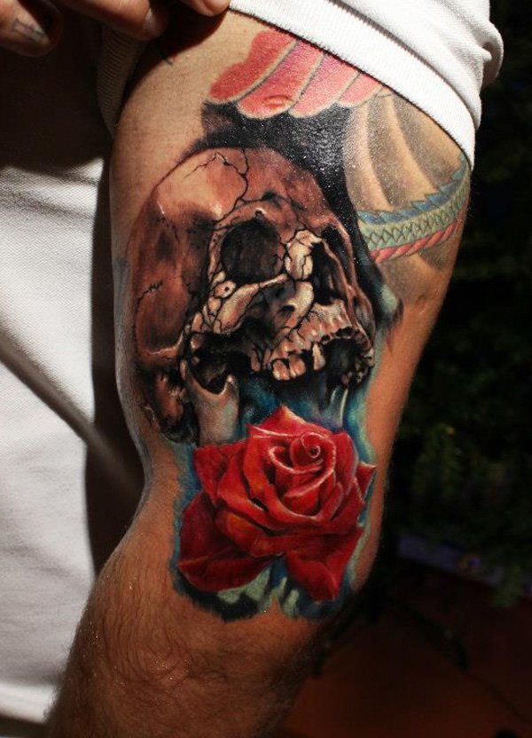  skull rose tattoo