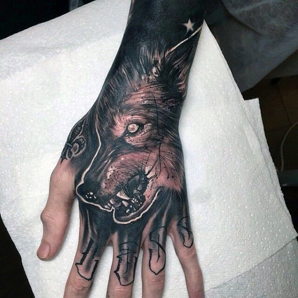  wolf hand tattoos