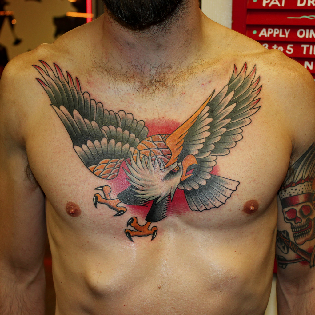 eagle sternum tattoo