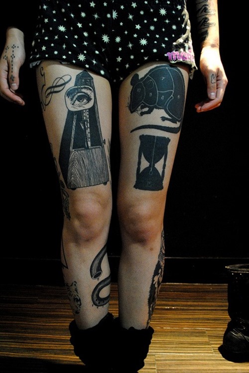  leg tattoos black