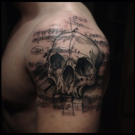  skull music tattoos