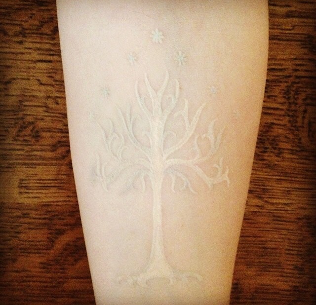 white tattoo tree