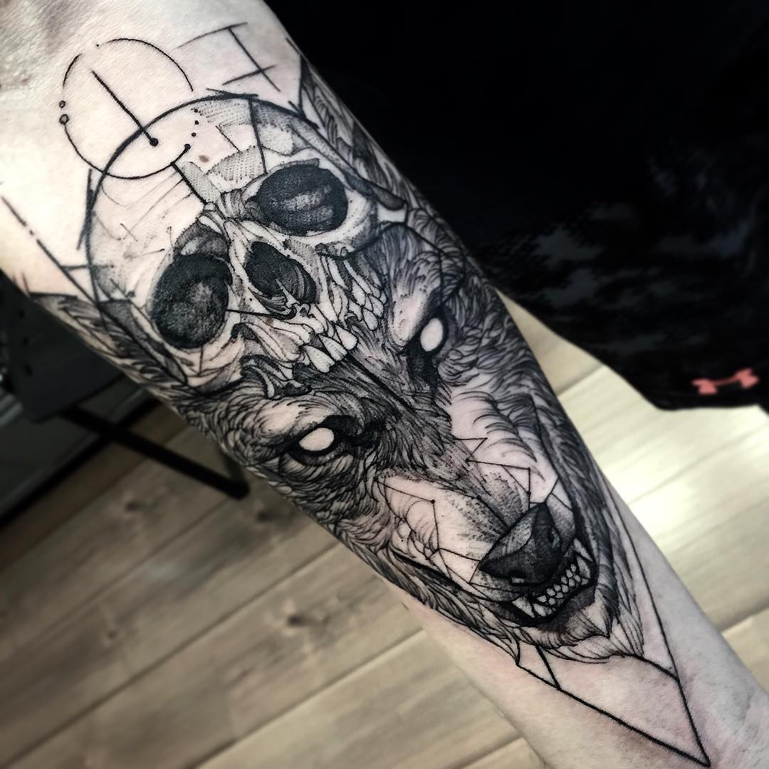  wolf skull tattoos